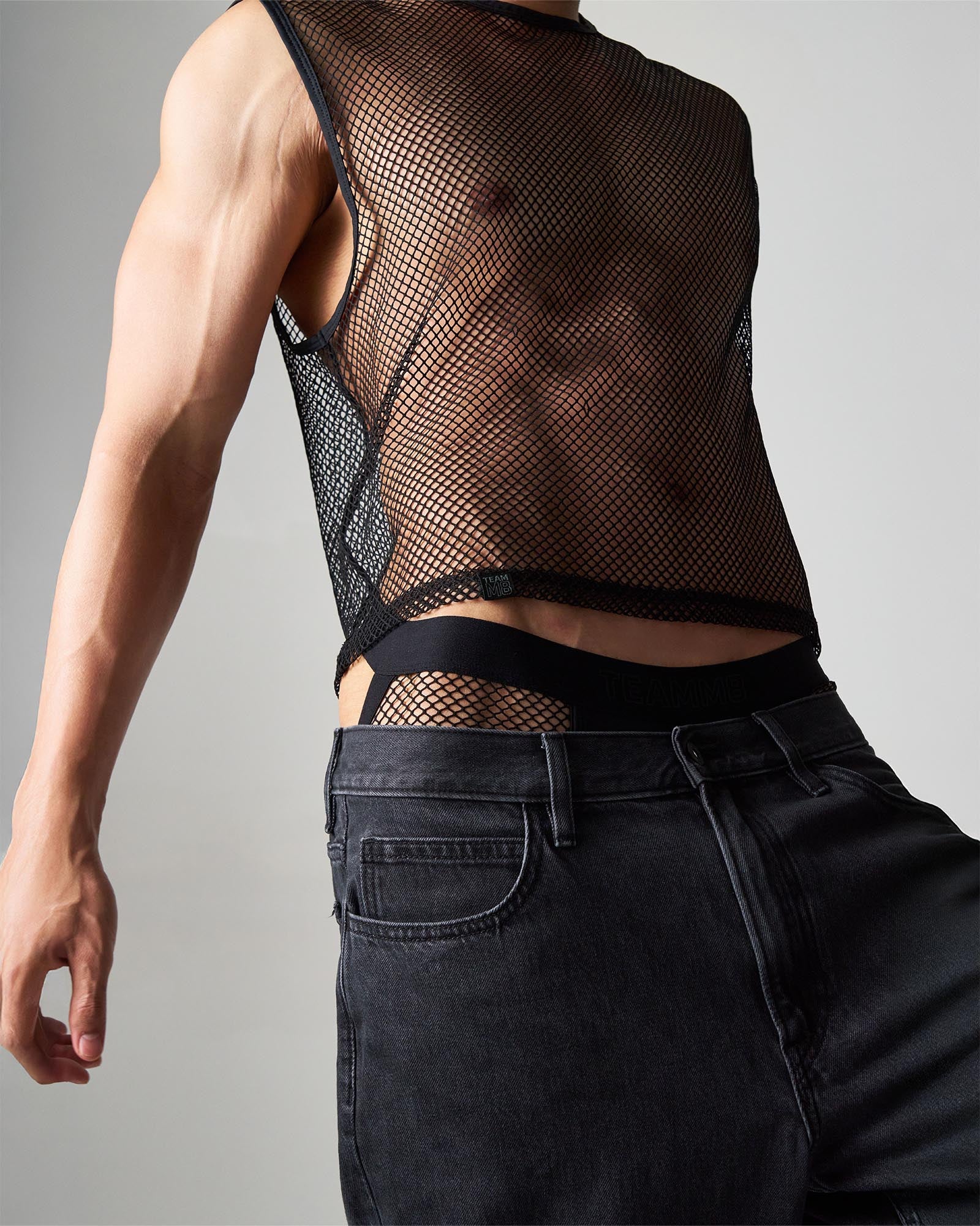Edge Net Muscle Tank - Jet - Image 3